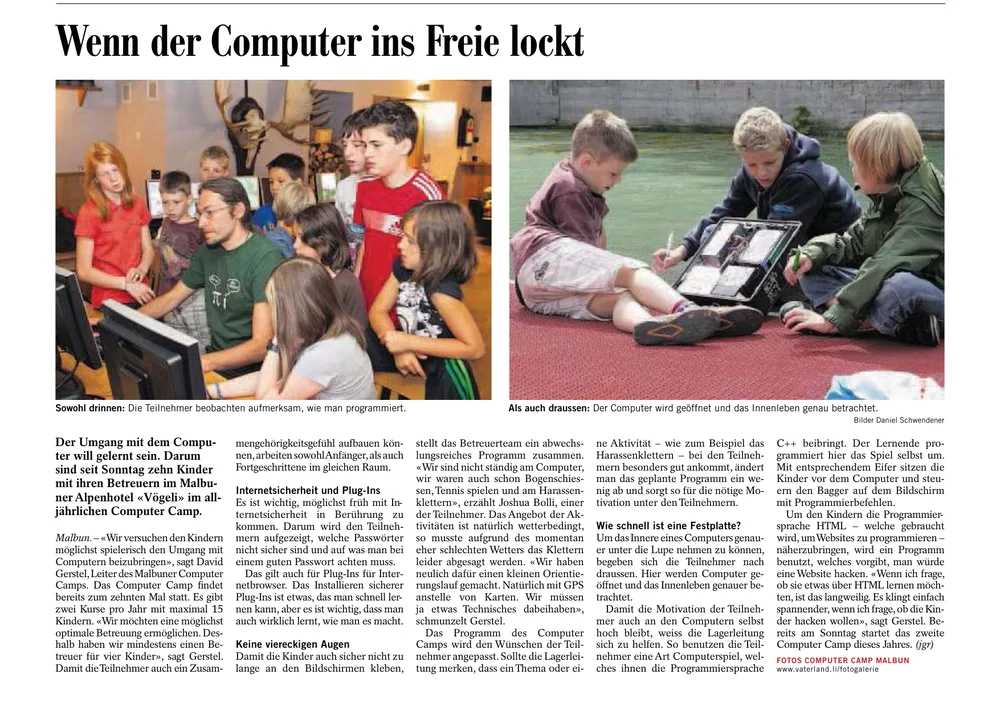 Liechtensteiner Vaterland, 2012: Wenn der Computer ins Freie lockt